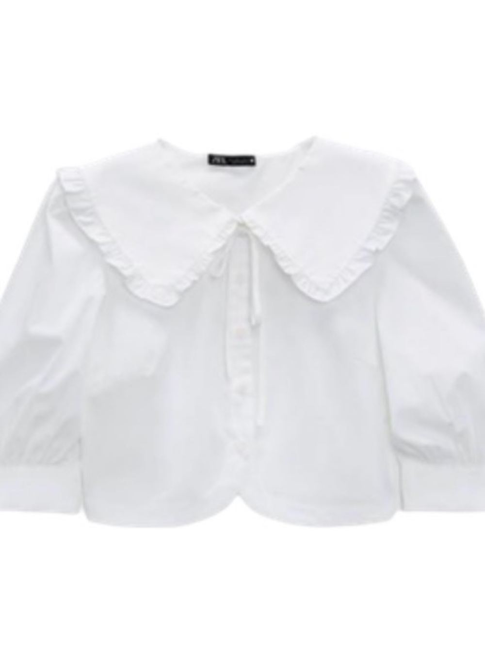 Zara White Button-Up Shirt with Peter Pan Collar
